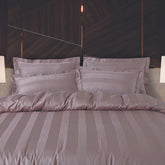 Malako Turin Jacquard Wine Stripes 500TC 100% Cotton King Size Bedding Set